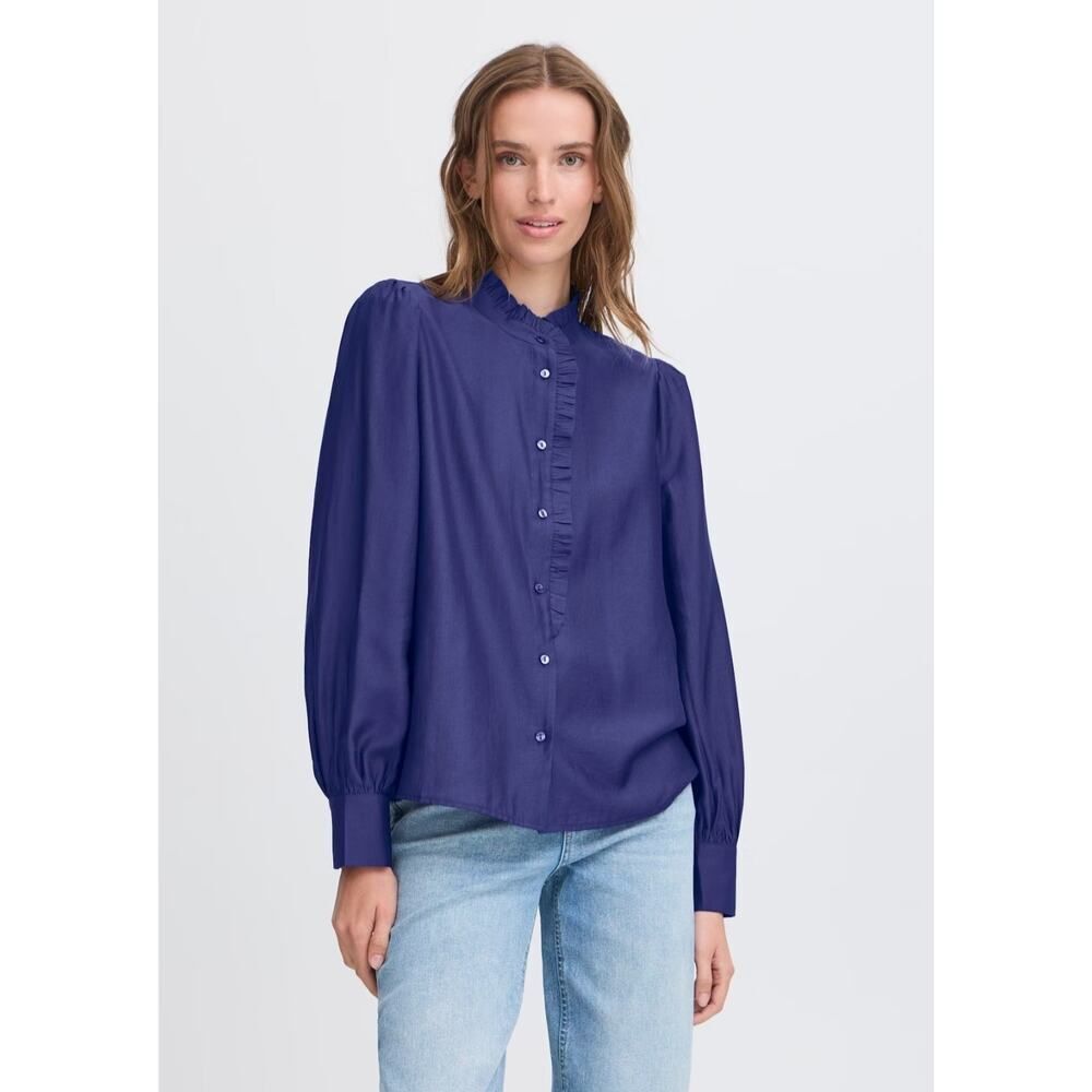Ichi IHKARLANI Button Down Shirt, Size 36 (Med) Color Grape.